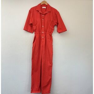 Overlover Denim Jumpsuit Women Size Medium Orange